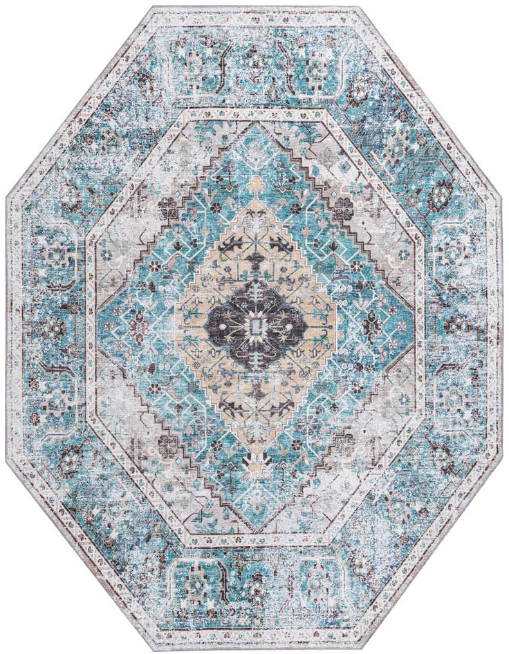 Detail image of 7' 10 x 7' 10 Washable Yara Octagon Rug