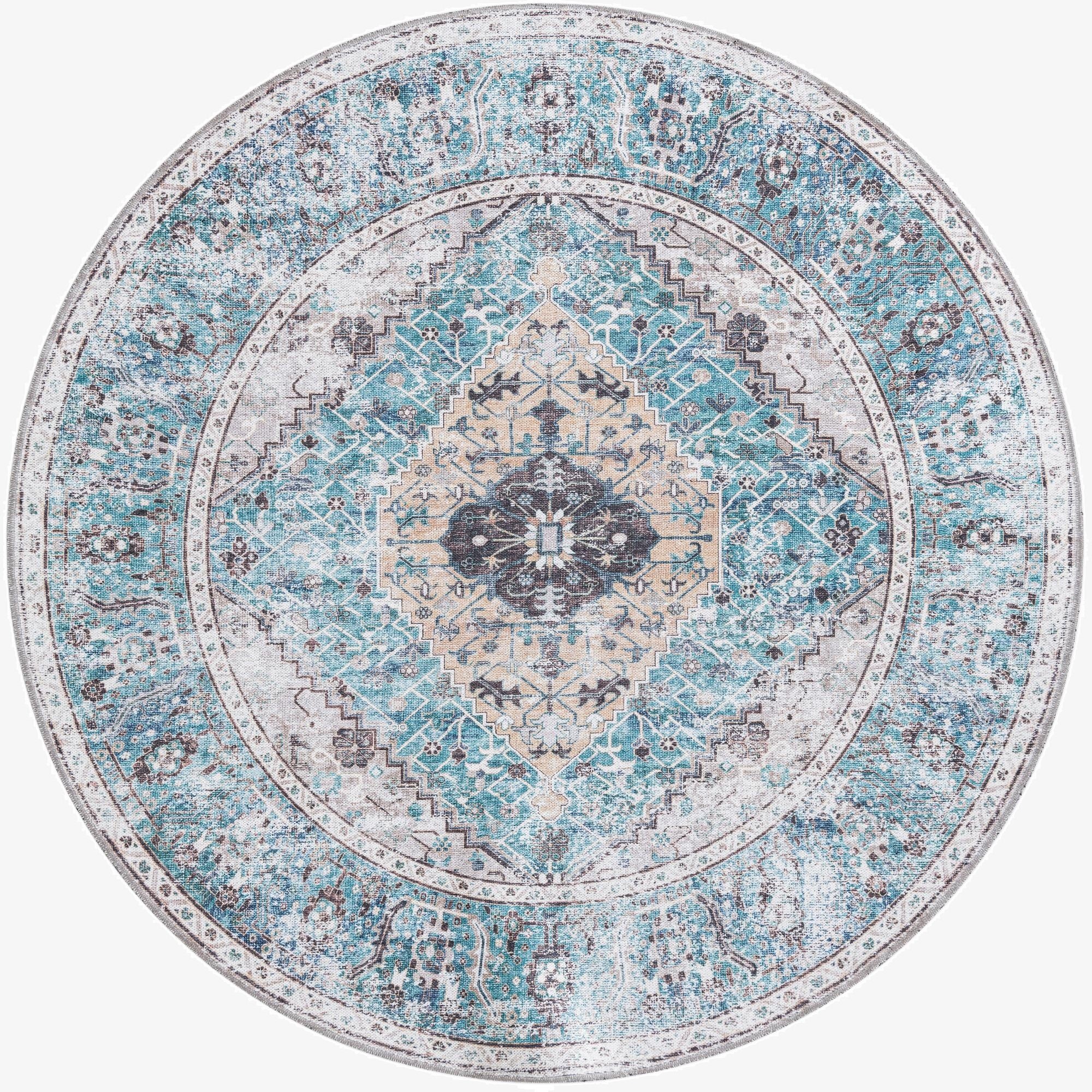 Primary image 6' x 6'  Washable Yara Round Rug