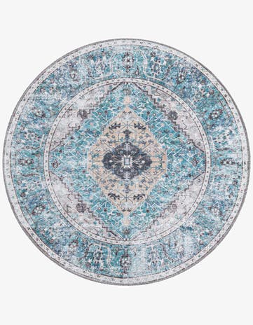 Seaglass Washable Yara Round Rug