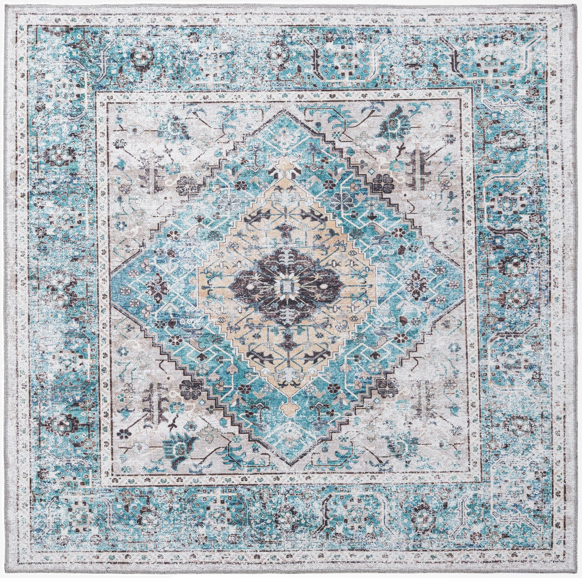 Primary image 5' x 5'  Washable Yara Square Rug