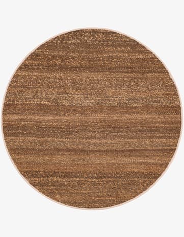 Sepia Brown Hand Woven Palm Beach Jute Round Rug