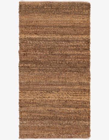 Sepia Brown Hand Woven Palm Beach Jute Runner Rug