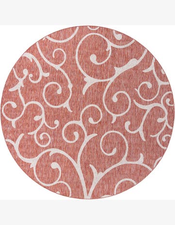 10' 8 x 10' 8 Shale · Scrollwork Outdoor Rug, rust and light gray