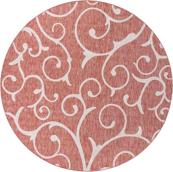 10' 8 x 10' 8 Shale · Scrollwork Outdoor Rug, rust and light gray