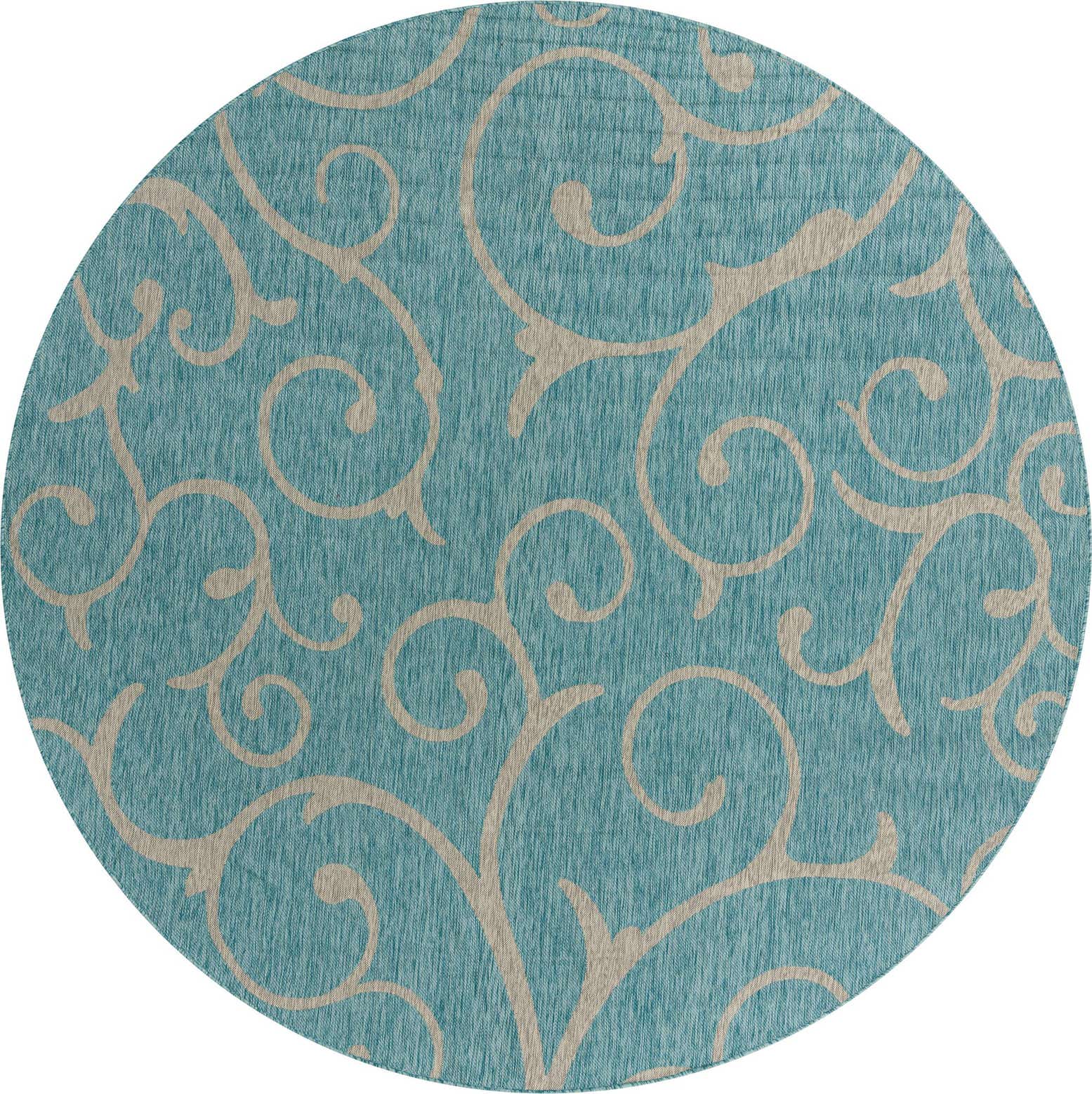 10' 8 x 10' 8 Shale · Floral / botanical Outdoor Rug, aqua