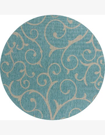 Shale · Floral / botanical Outdoor Rug, aqua