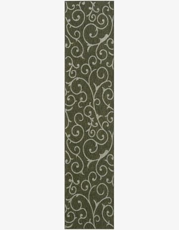 2' 7 x 12' Shale · Scroll Outdoor Rug, green and ivory