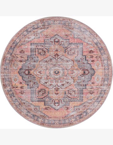 Shattuck · Medallion Washable Rug, apricot and gray