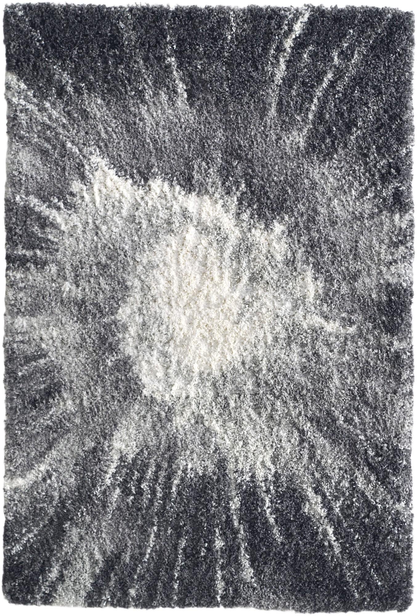 Shirley · Abstract burst Shag Rug, charcoal and ivory