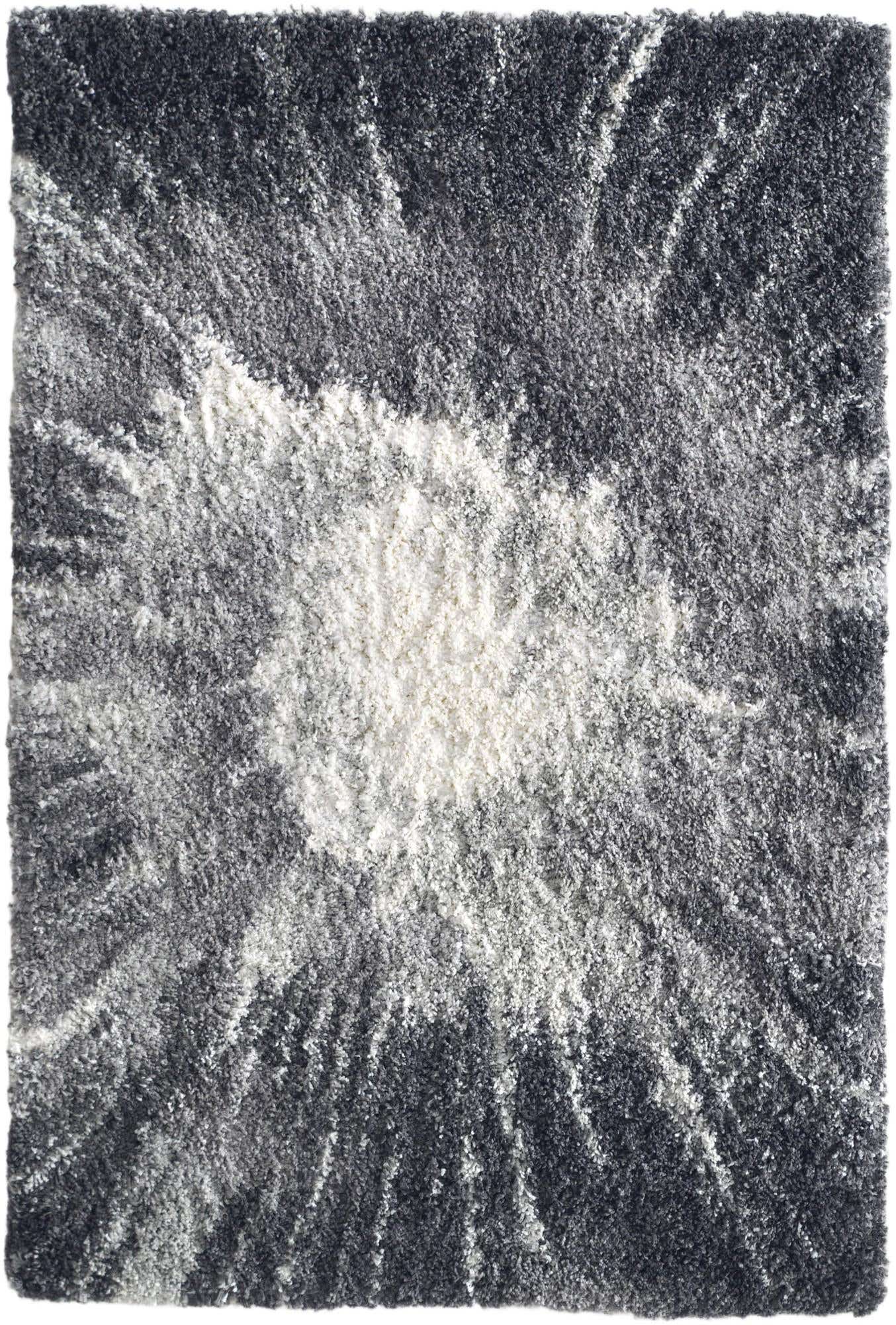 4' x 6' Shirley · Abstract burst Shag Rug, charcoal and ivory
