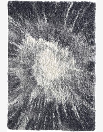 Shirley · Abstract burst Shag Rug, charcoal and ivory
