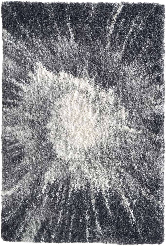 4' x 6' Shirley · Abstract burst Shag Rug, charcoal and ivory