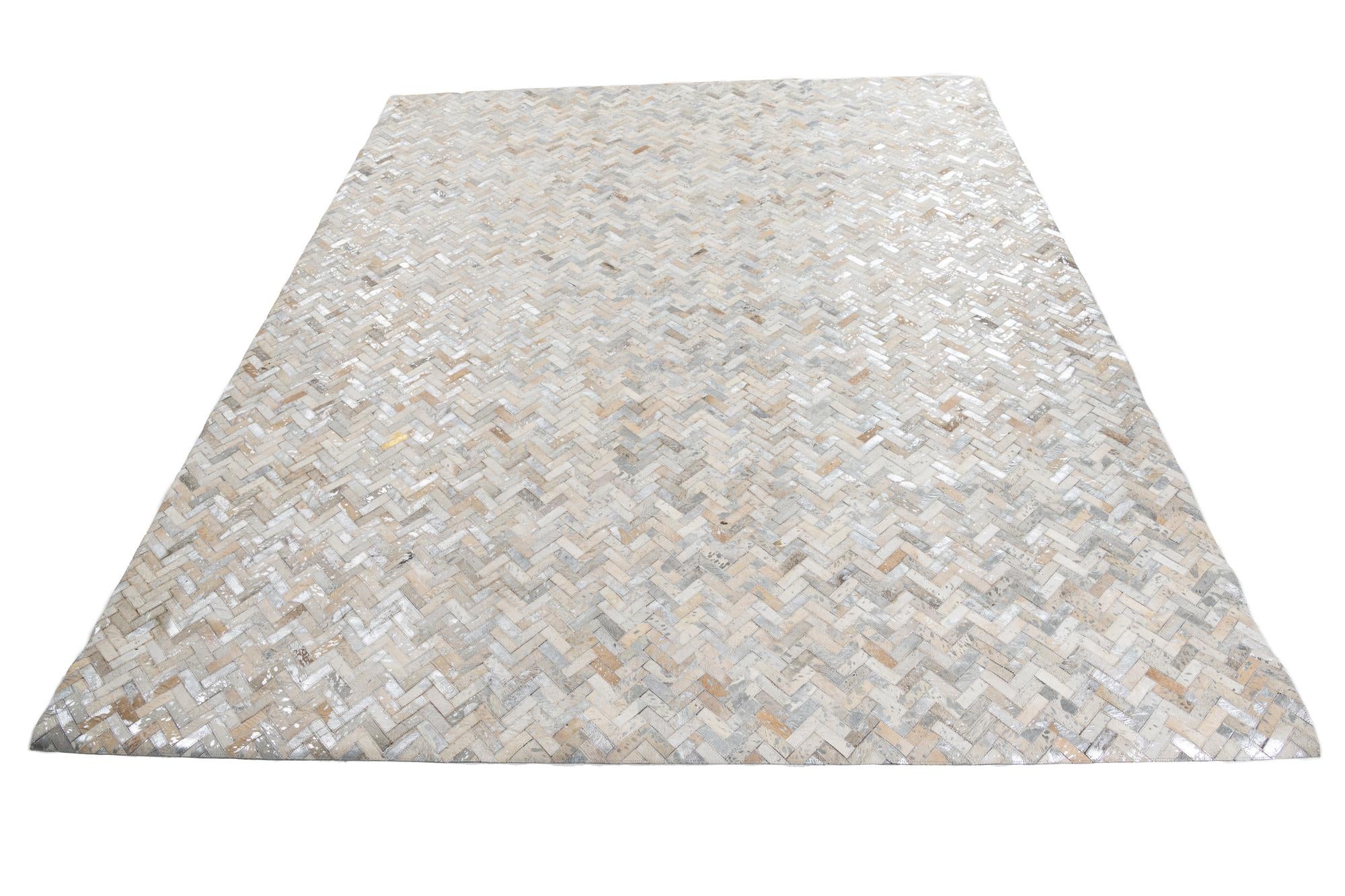 8' 1 x 9' 9 Cowhide Leather Rug