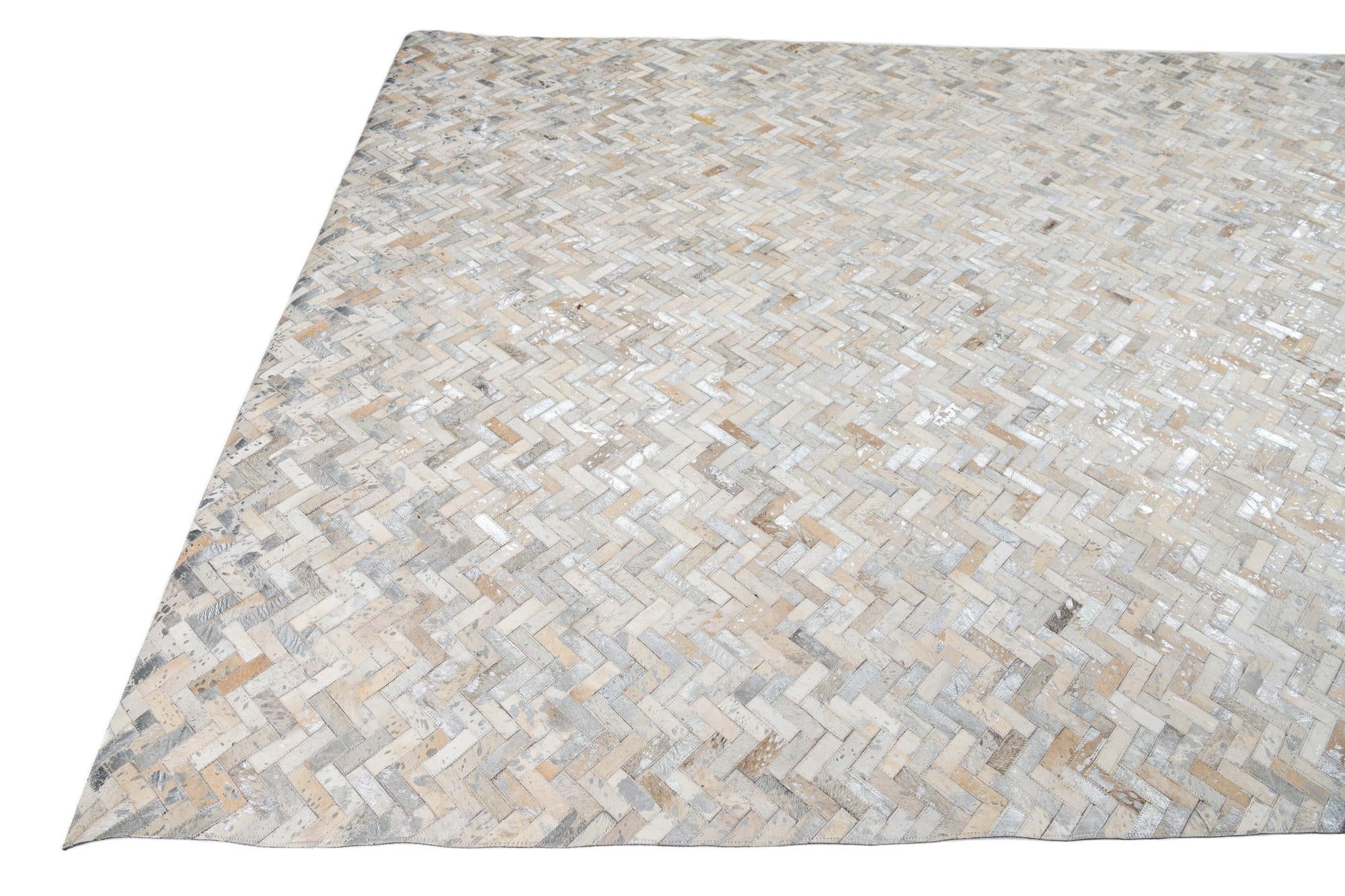 8' 1 x 9' 9 Cowhide Leather Rug