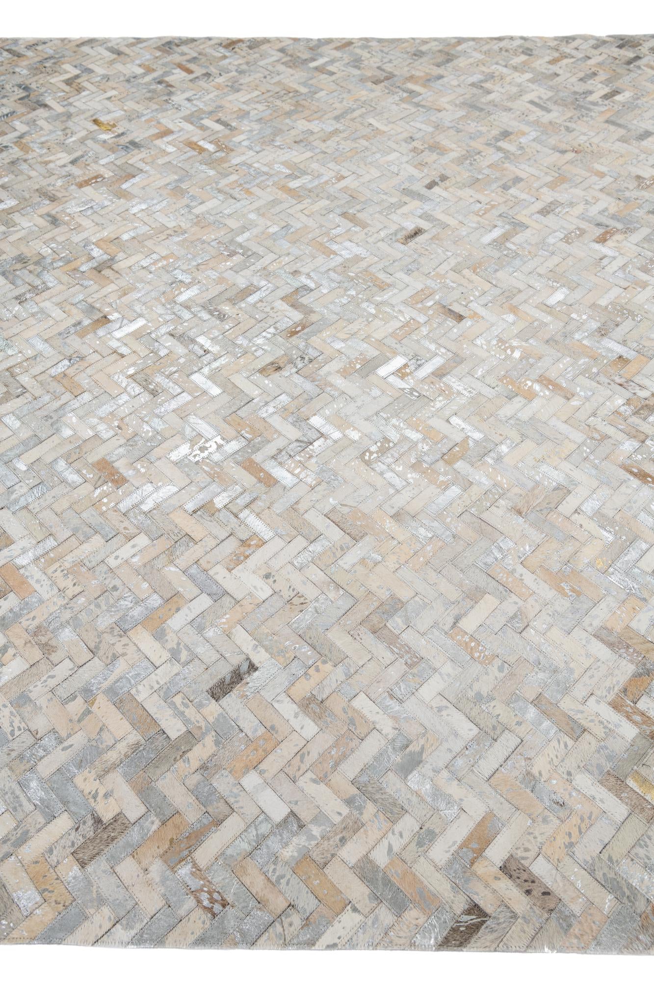 8' 1 x 9' 9 Cowhide Leather Rug