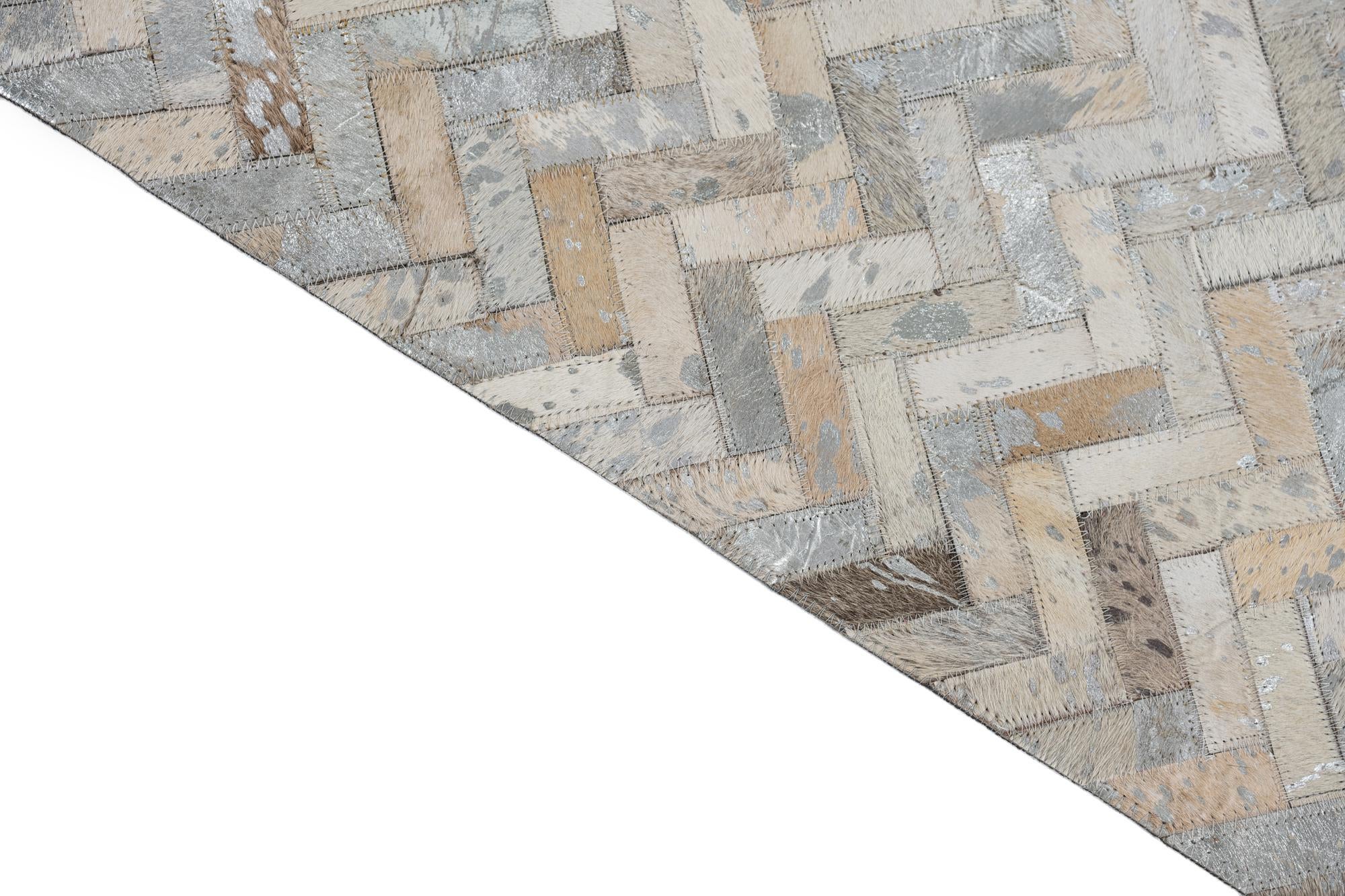 8' 1 x 9' 9 Cowhide Leather Rug