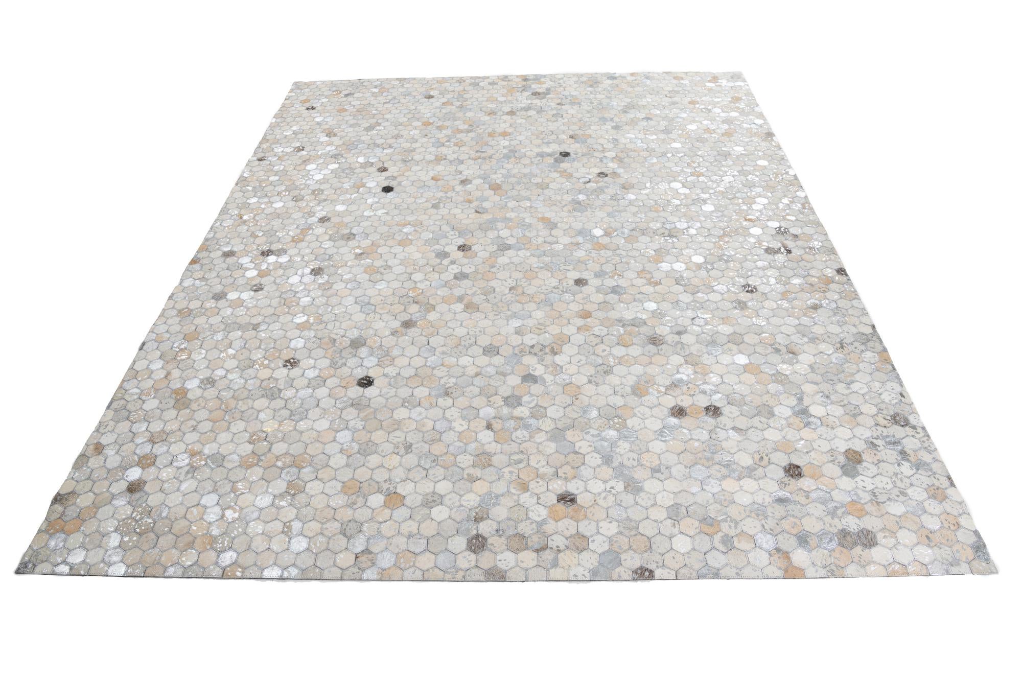 8' 1 x 9' 9 Cowhide Leather Rug