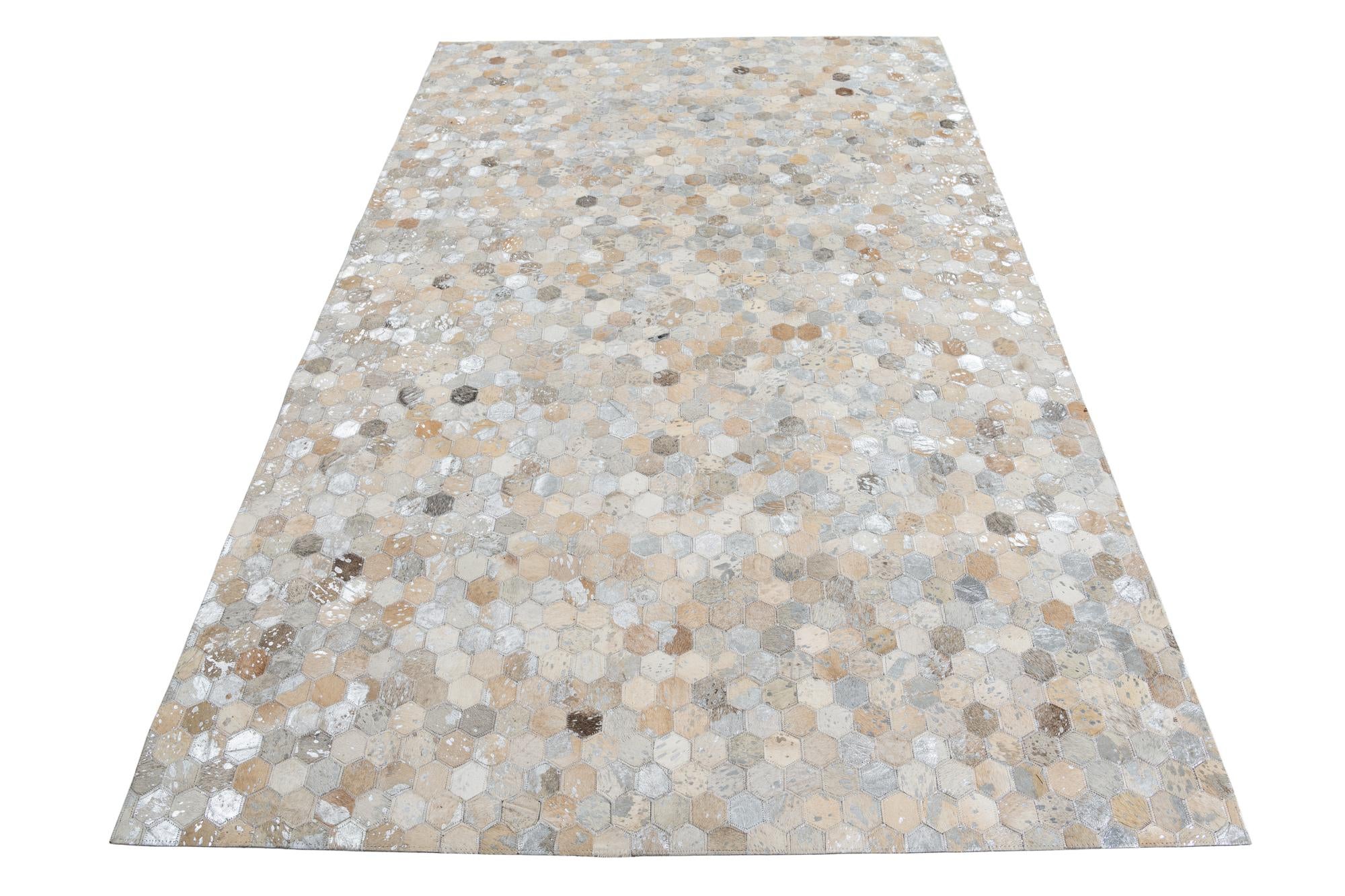 5' 1 x 7' 10 Cowhide Leather Rug