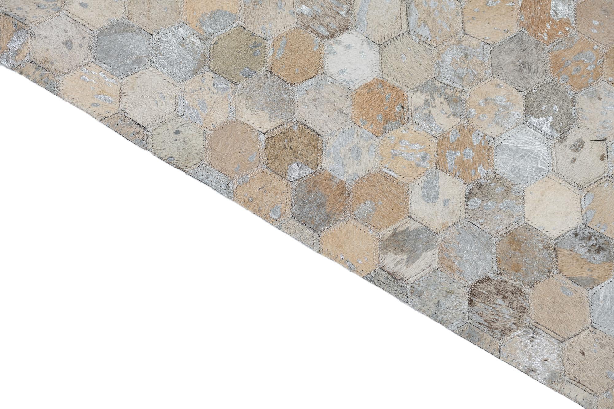 5' 1 x 7' 10 Cowhide Leather Rug