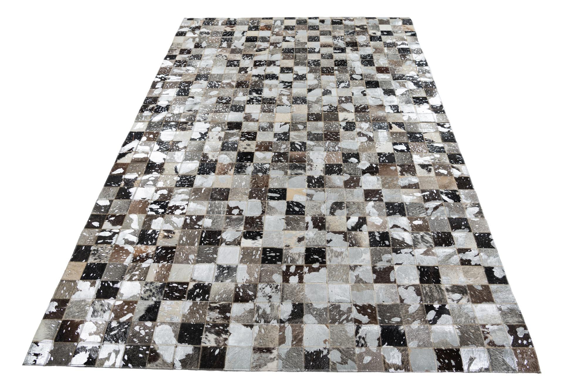 5' 1 x 8' 1 Cowhide Leather Rug