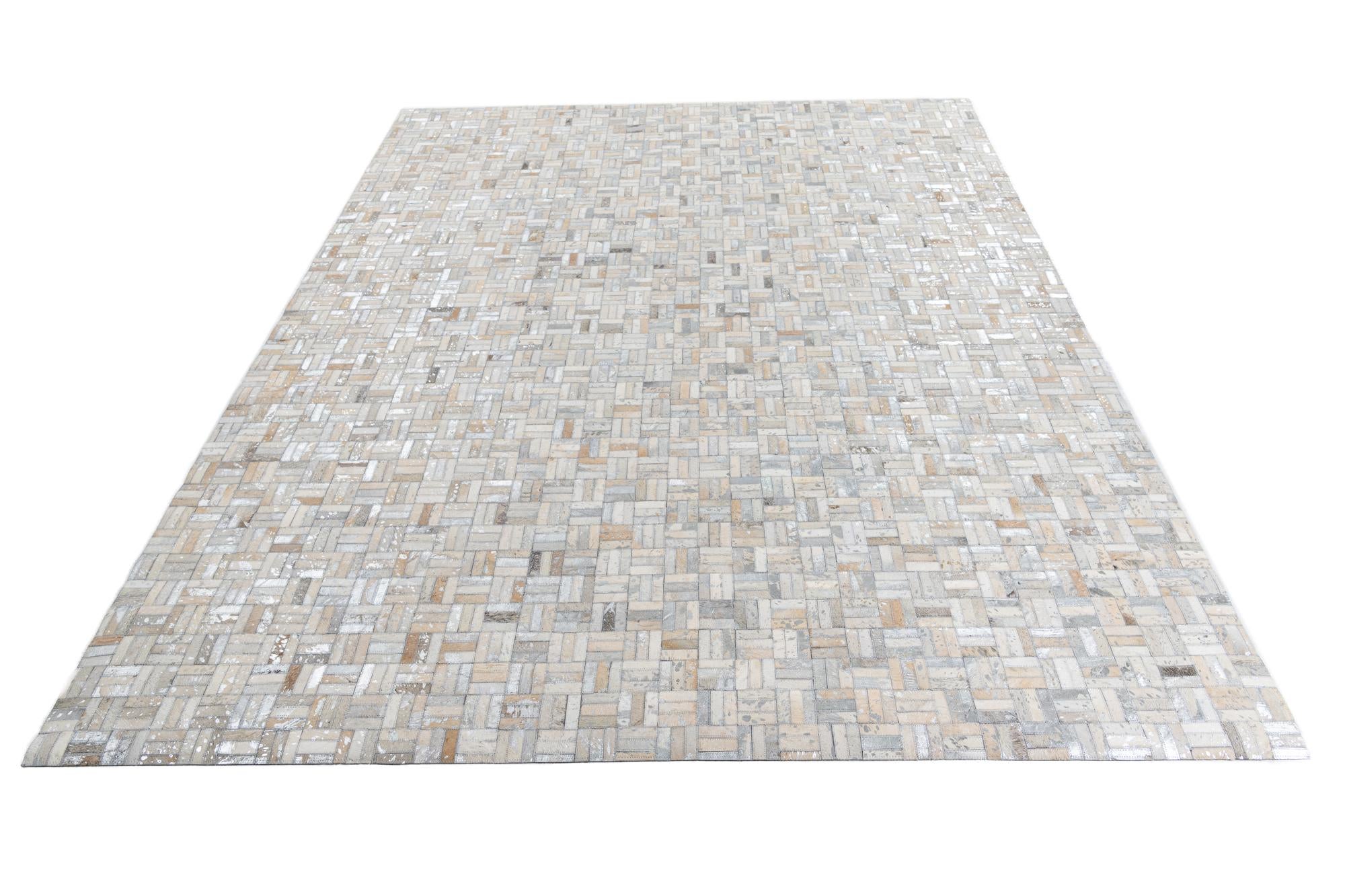 8' x 9' 10 Cowhide Leather Rug