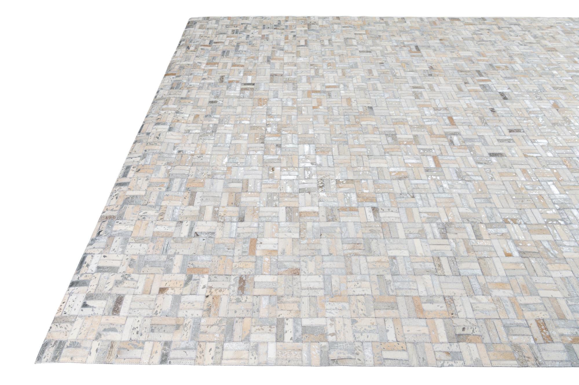 8' x 9' 10 Cowhide Leather Rug