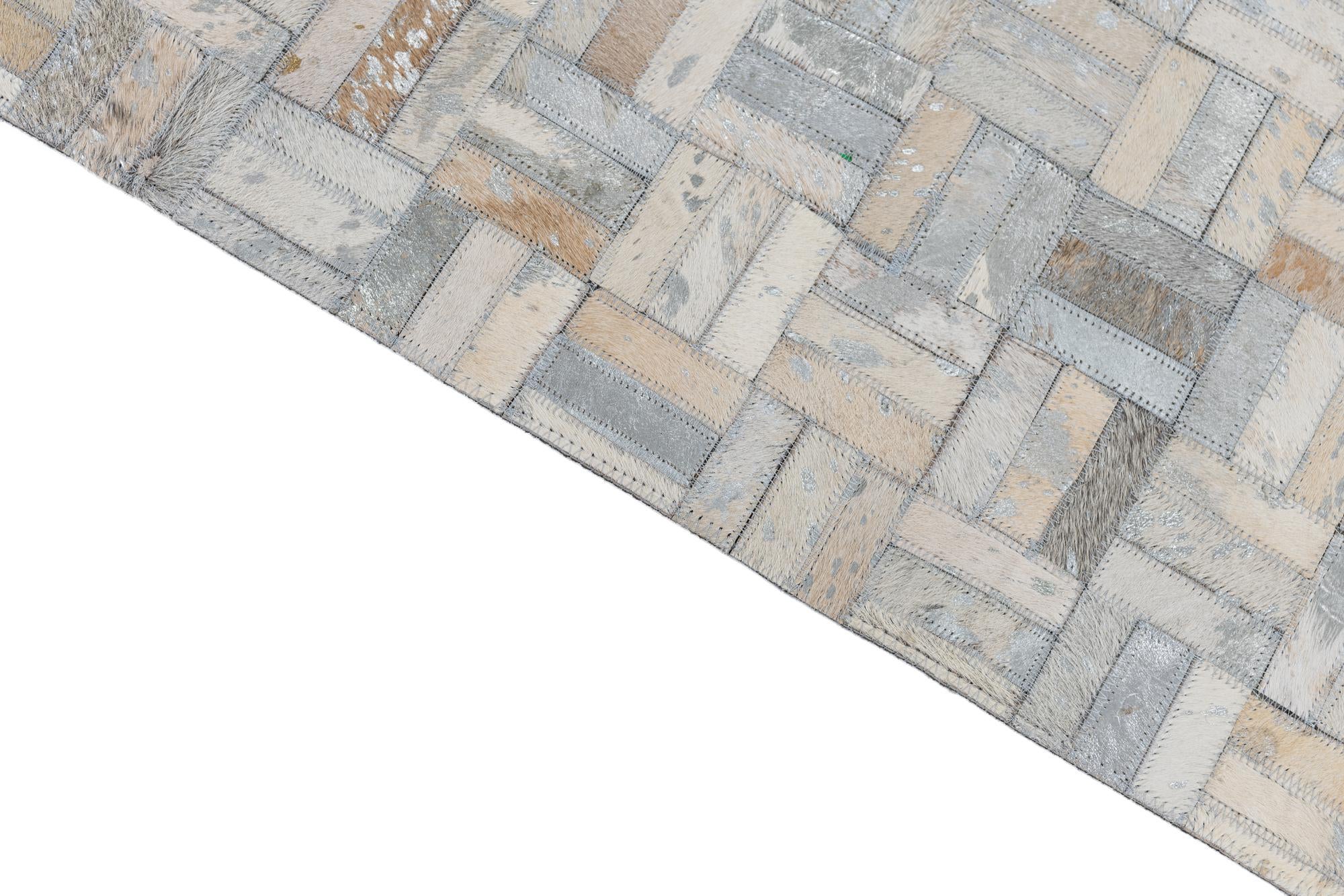 8' x 9' 10 Cowhide Leather Rug