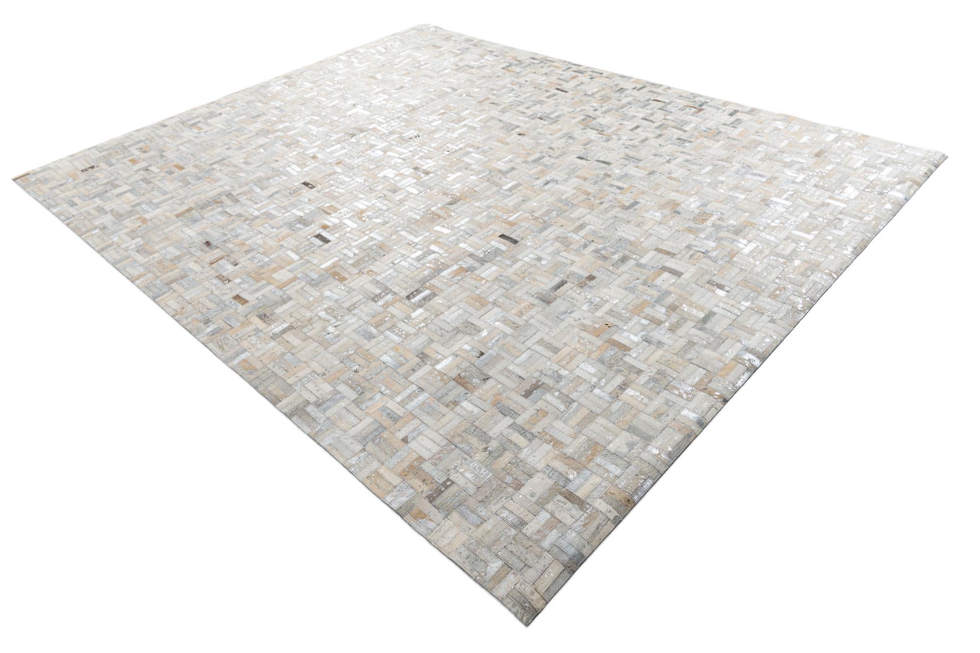 7' 10 x 9' 8 Cowhide Leather Rug