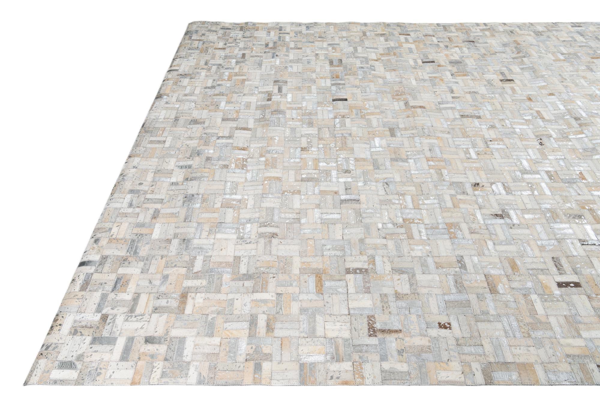 7' 10 x 9' 8 Cowhide Leather Rug
