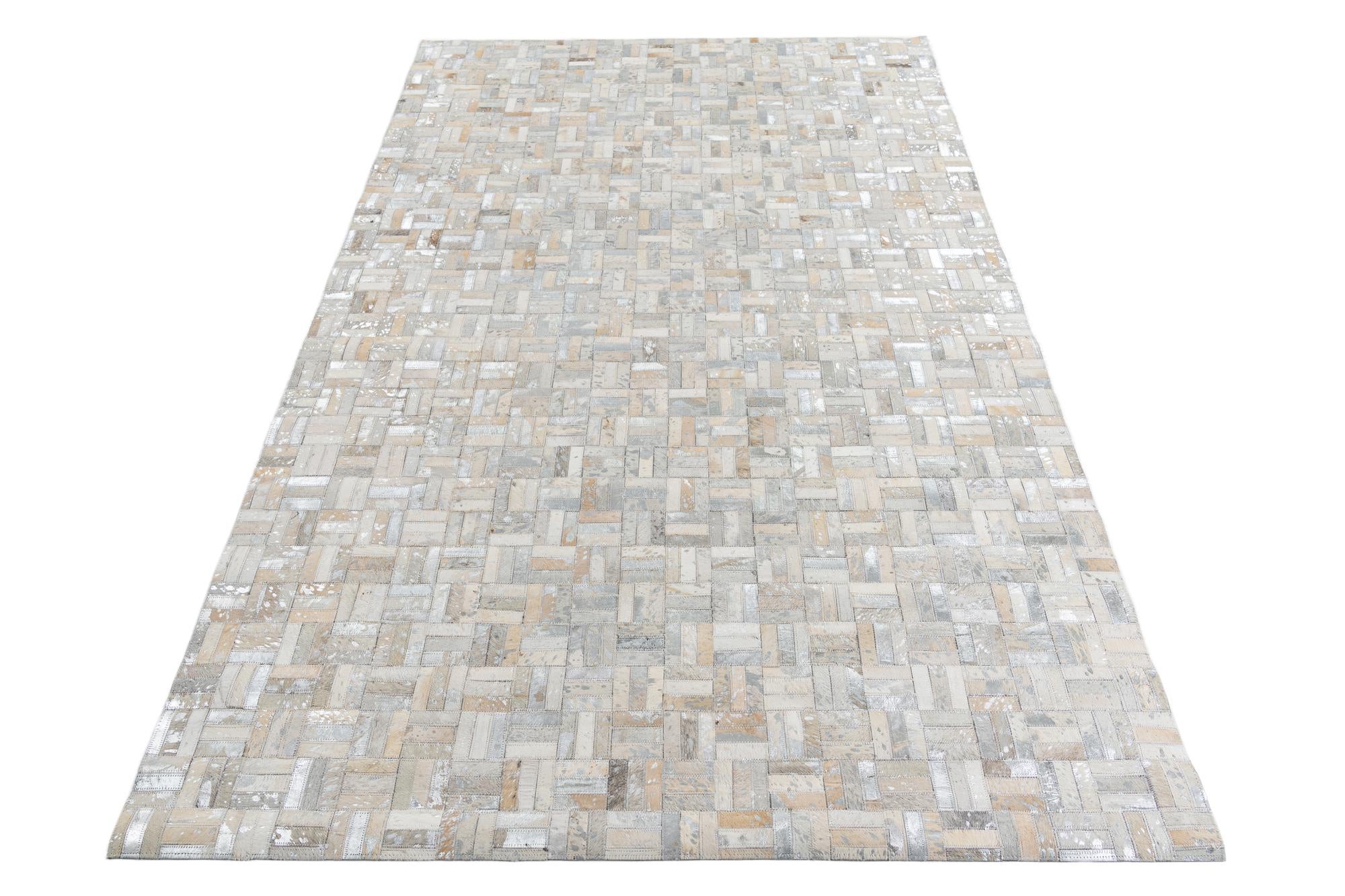 5' x 7' 9 Cowhide Leather Rug