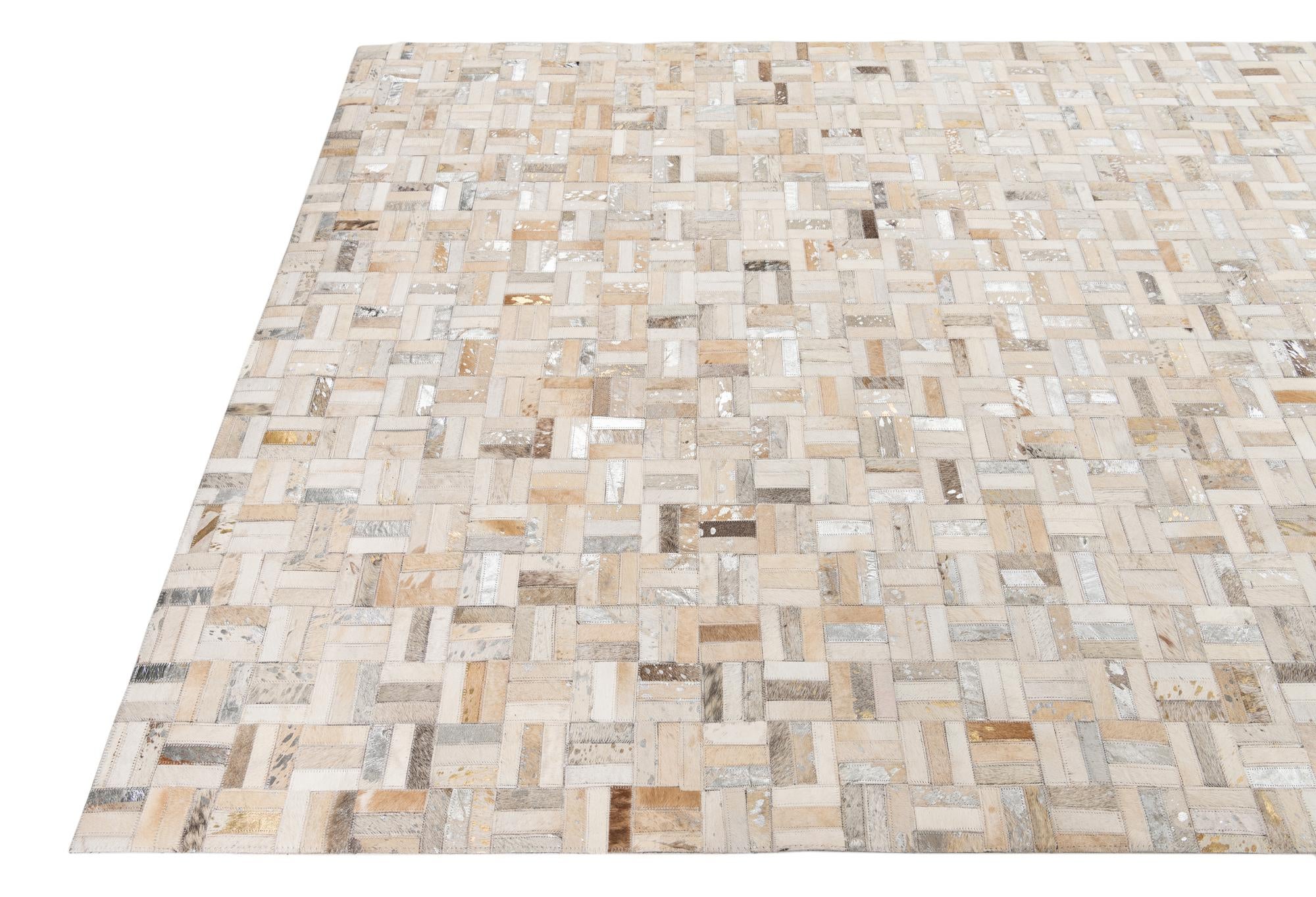 5' 2 x 8' Cowhide Leather Rug