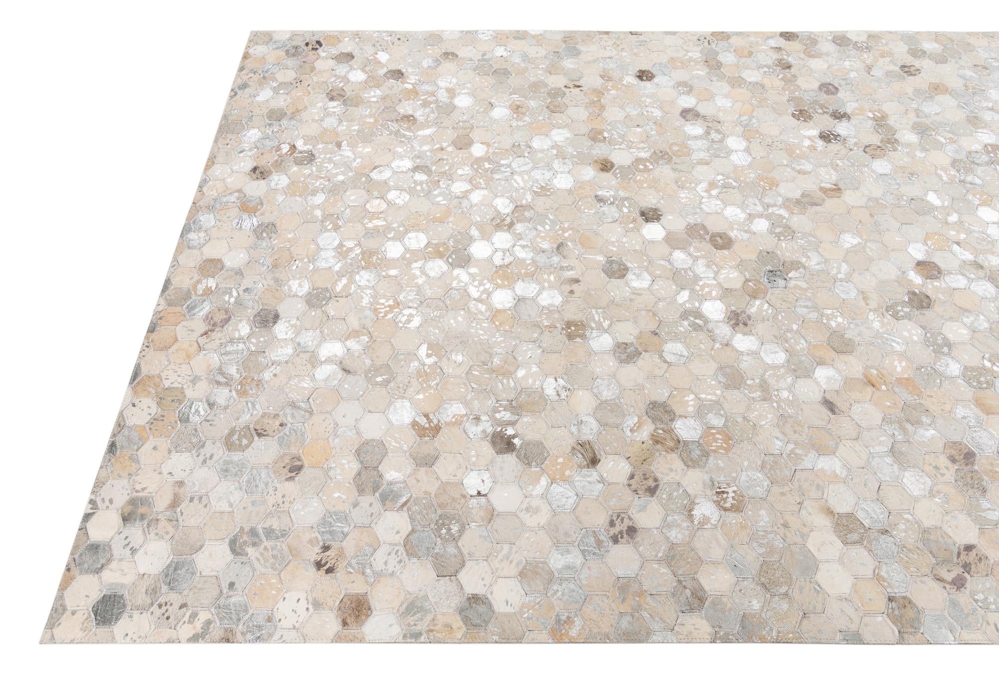 5' 2 x 8' Cowhide Leather Rug