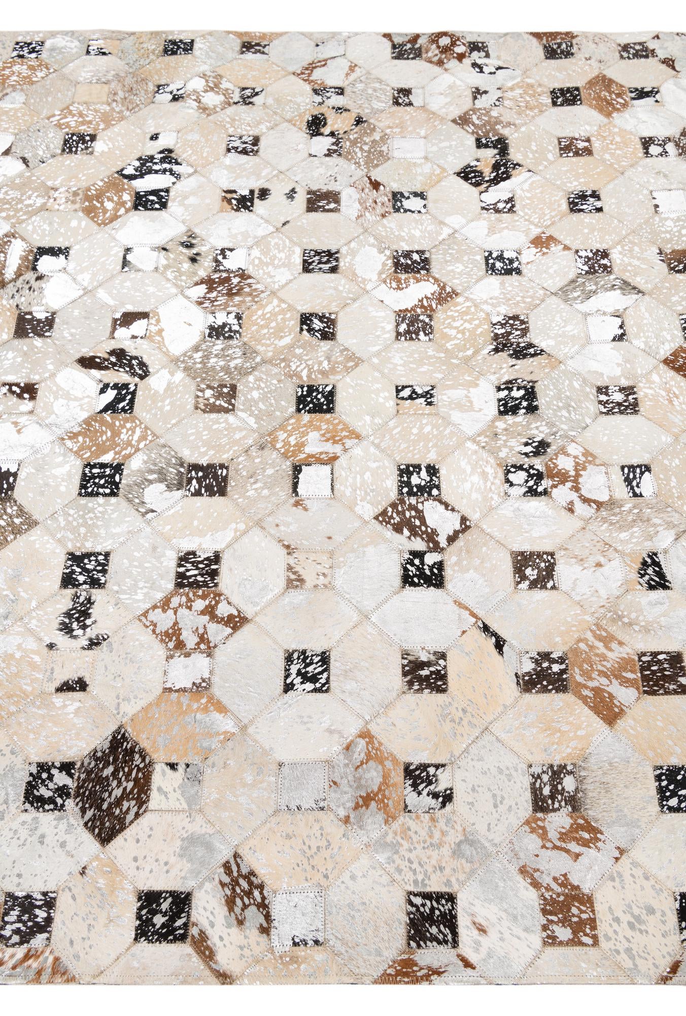 5' x 7' 10 Cowhide Leather Rug