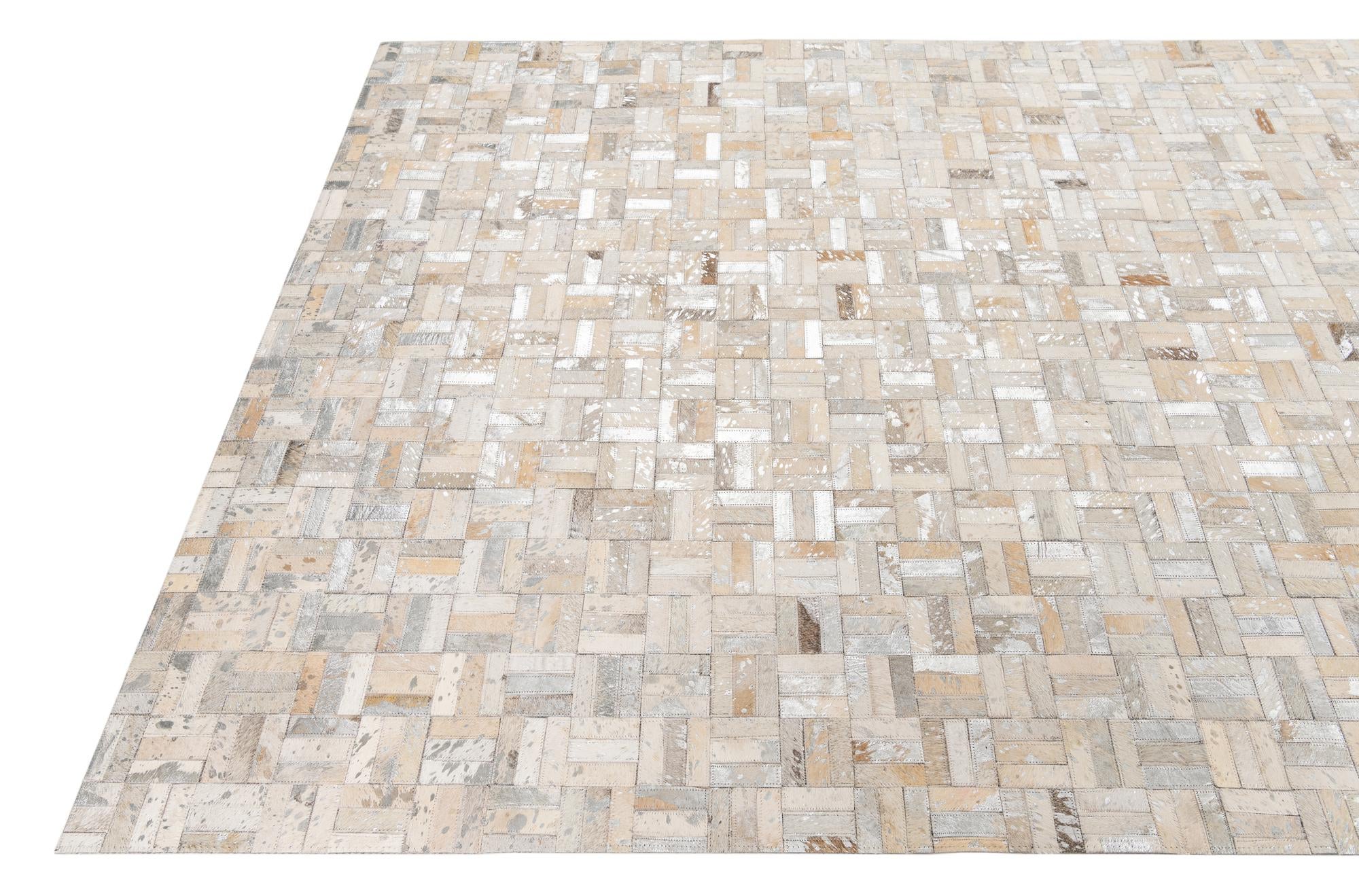 5' x 7' 10 Cowhide Leather Rug
