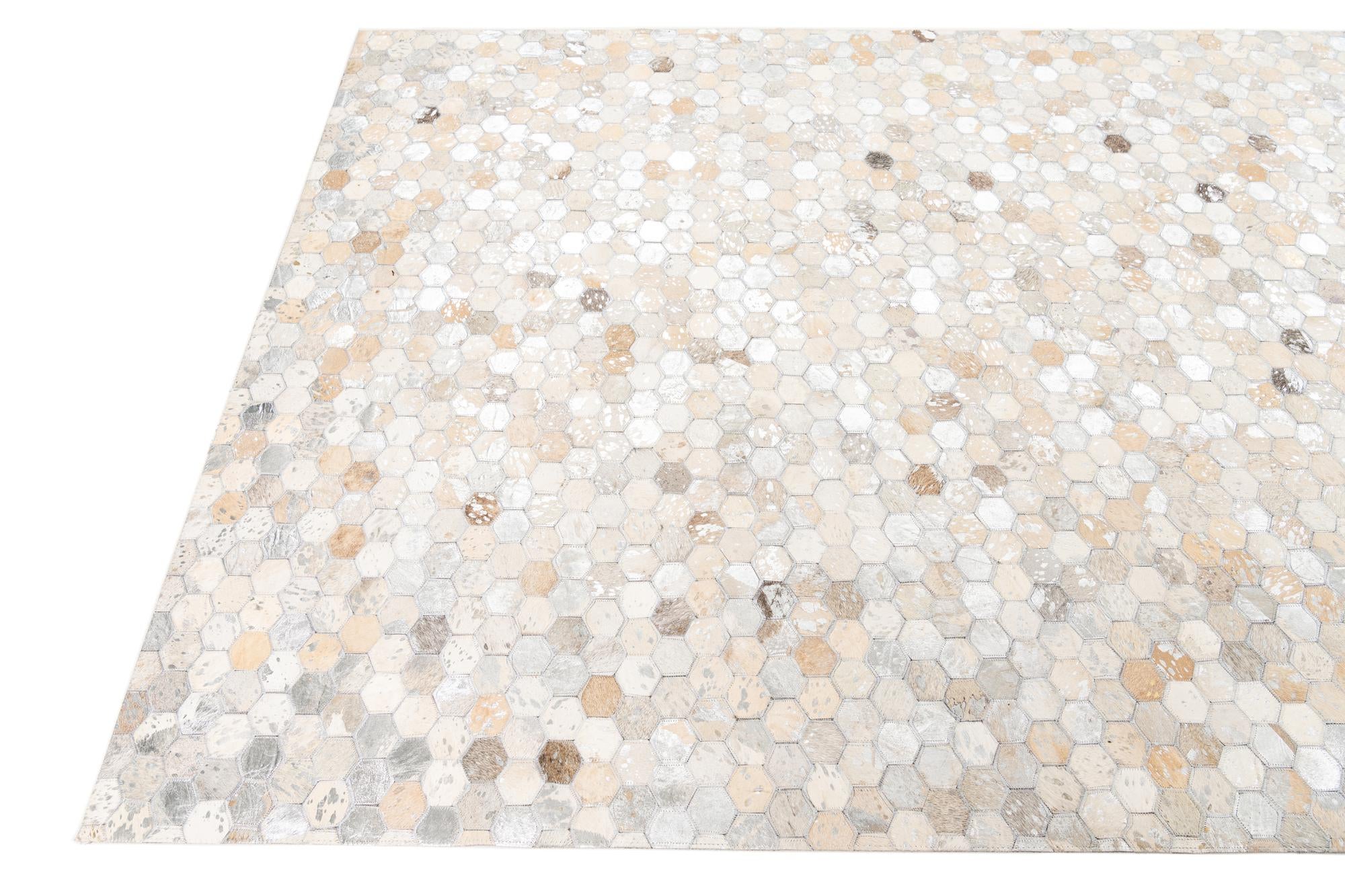 5' 2 x 8' Cowhide Leather Rug