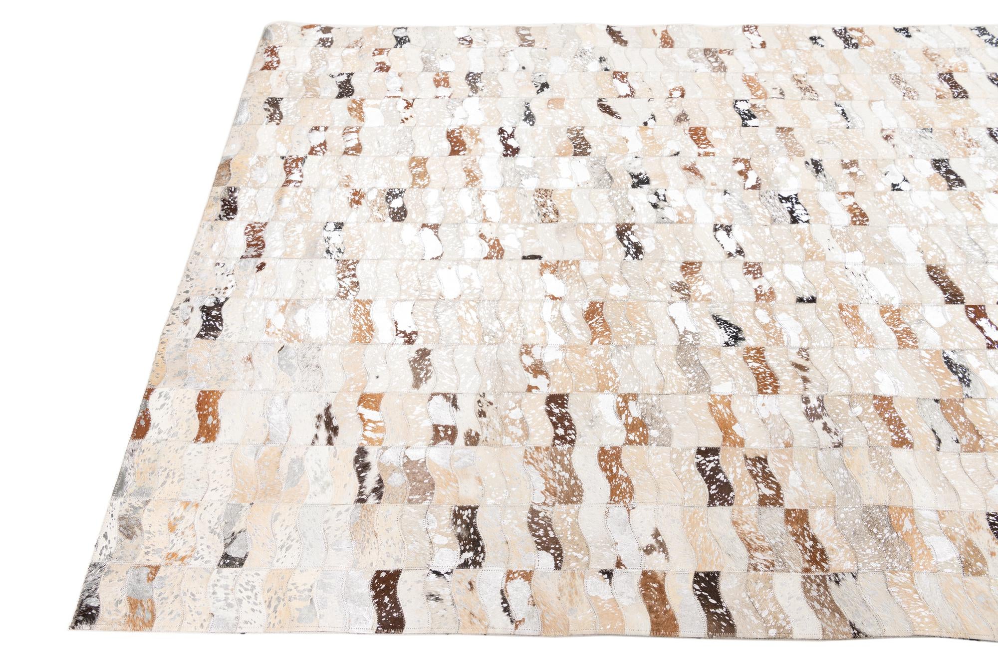 5' x 7' 10 Cowhide Leather Rug