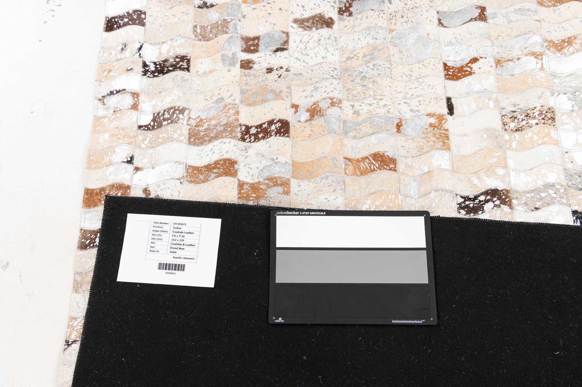 5' x 7' 10 Cowhide Leather Rug