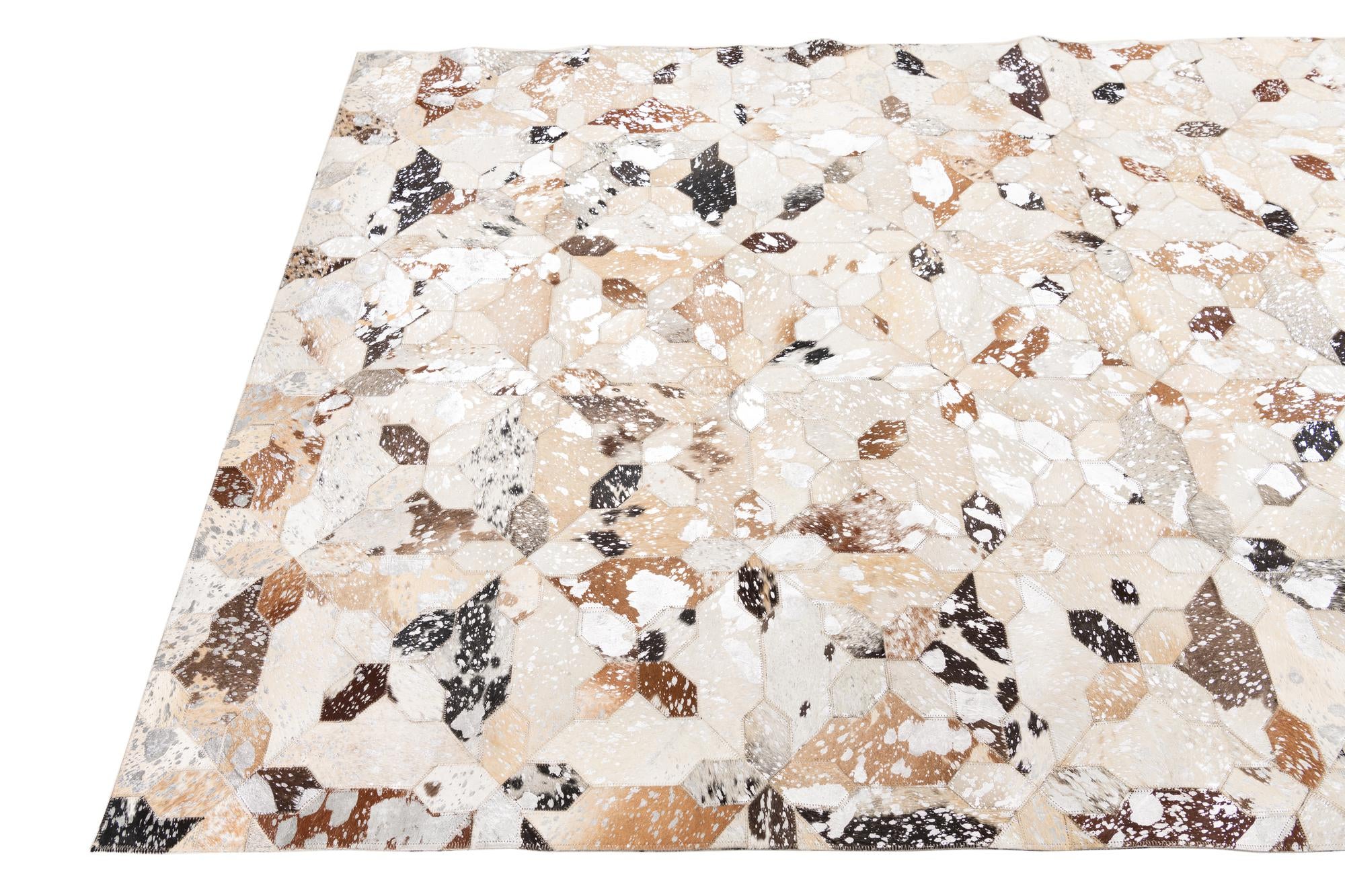 5' x 8' 1 Cowhide Leather Rug