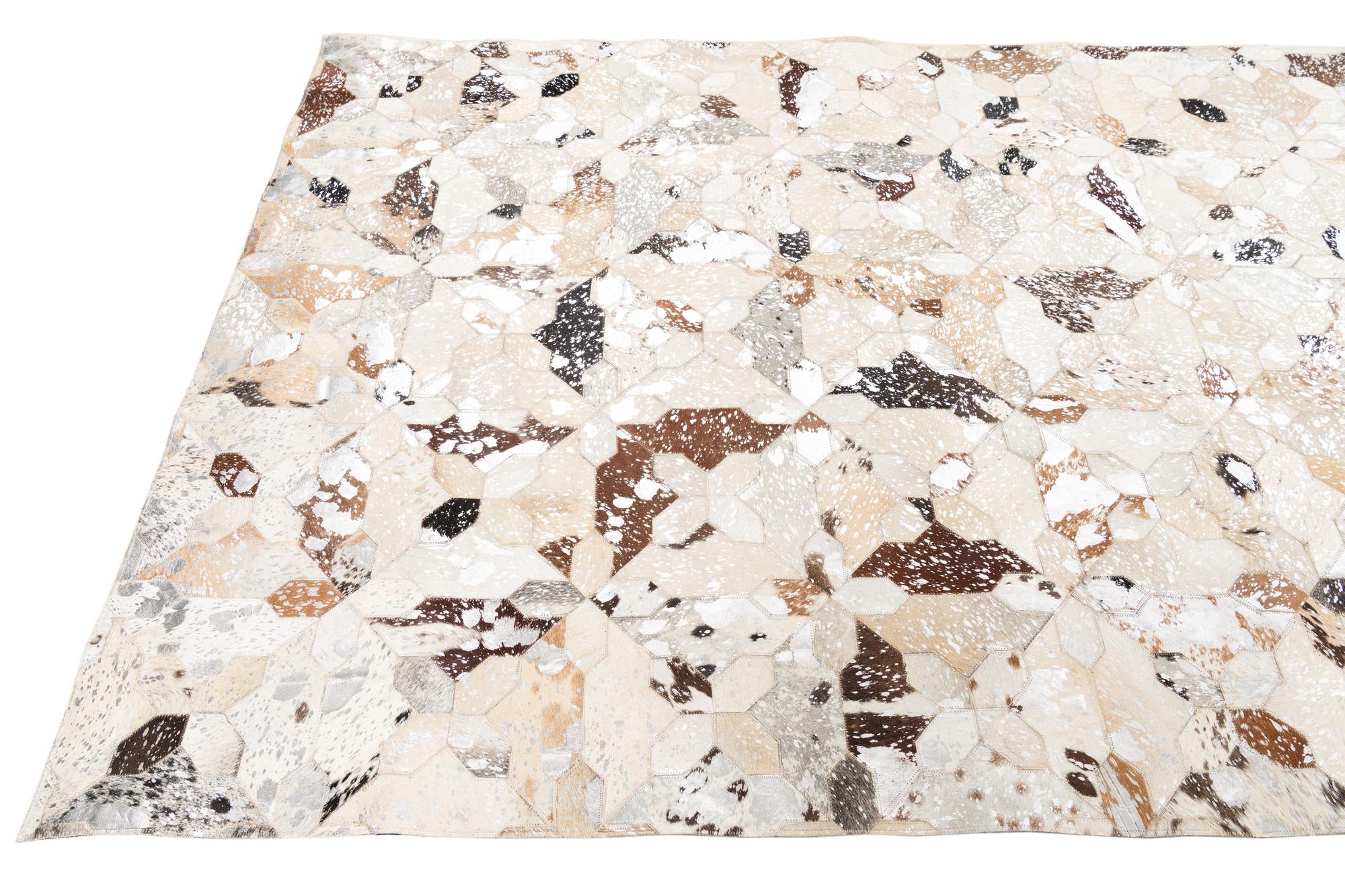 5' x 8' 1 Cowhide Leather Rug
