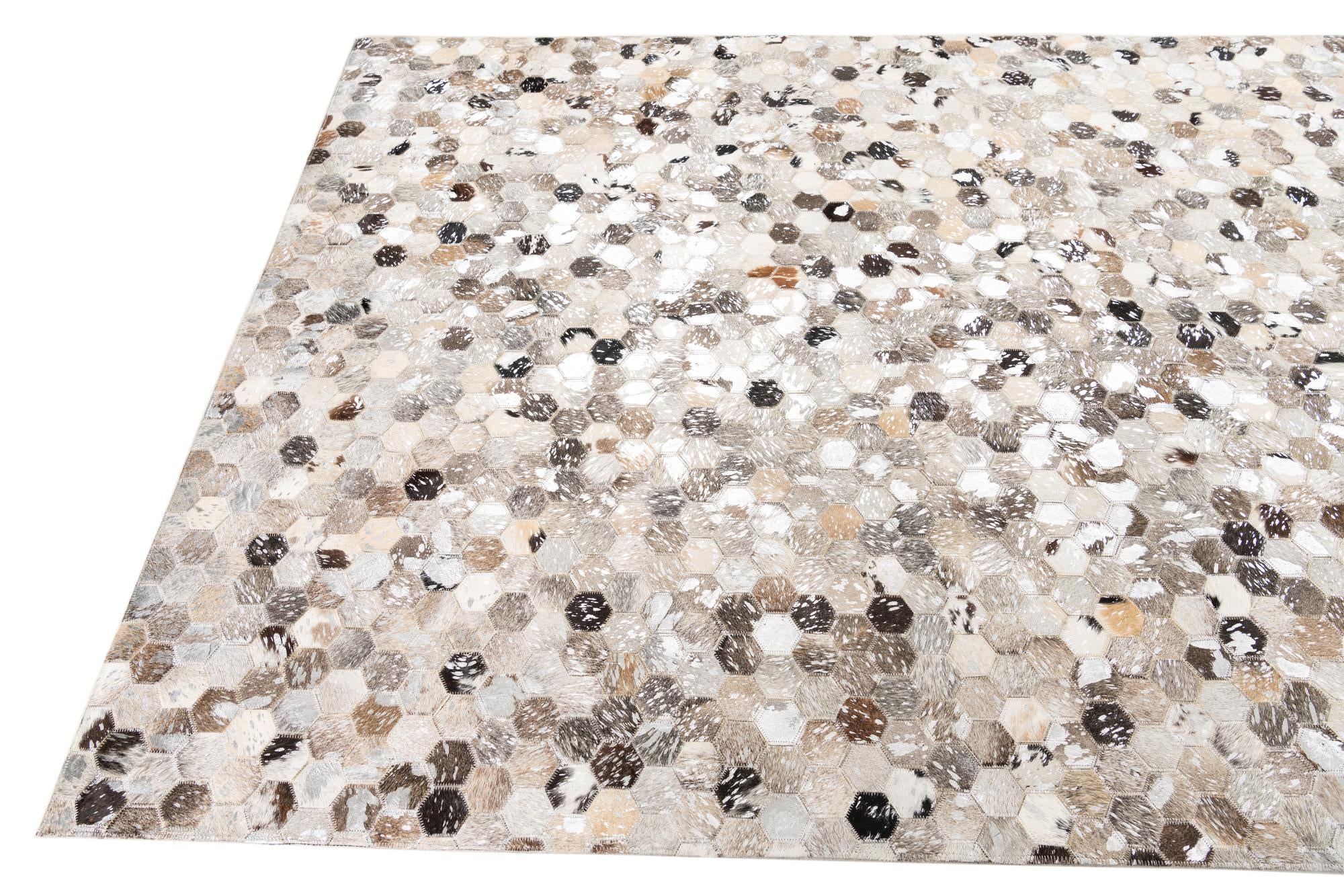 5' x 8' 1 Cowhide Leather Rug