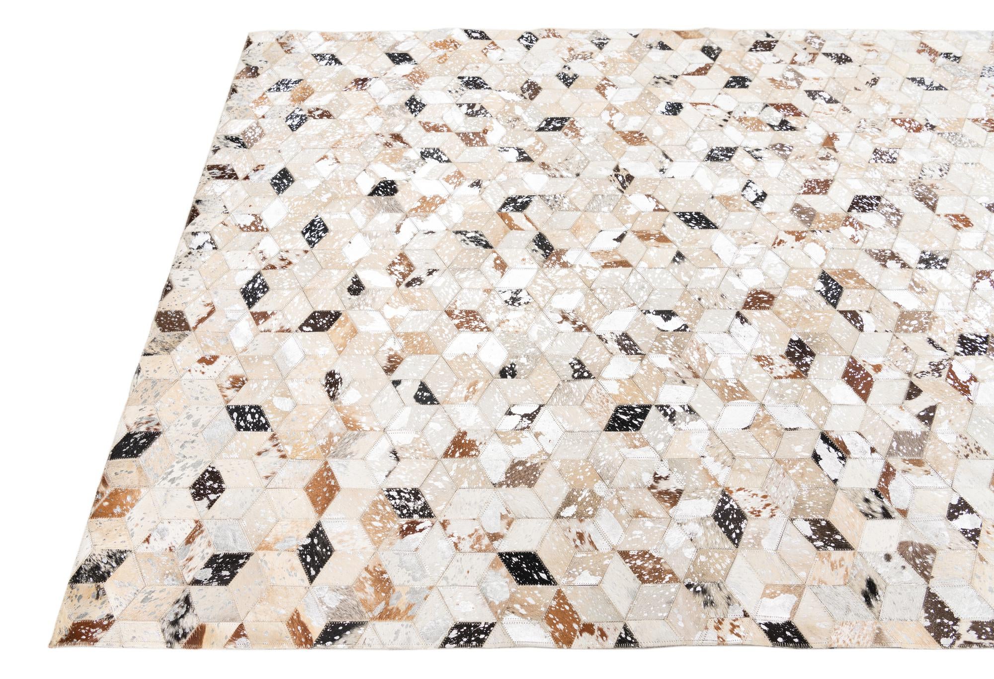 5' x 8' Cowhide Leather Rug