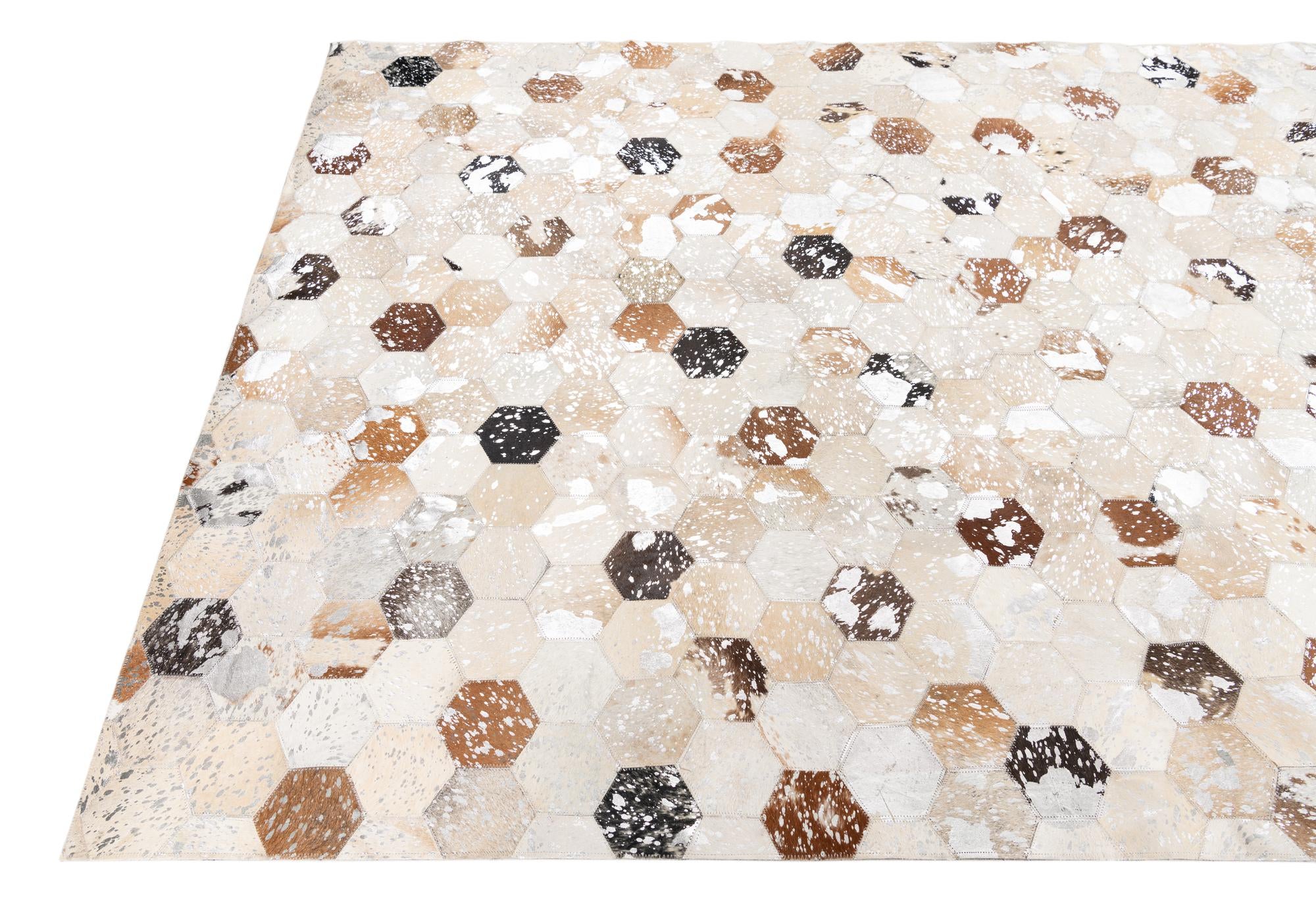5' 1 x 7' 10 Cowhide Leather Rug