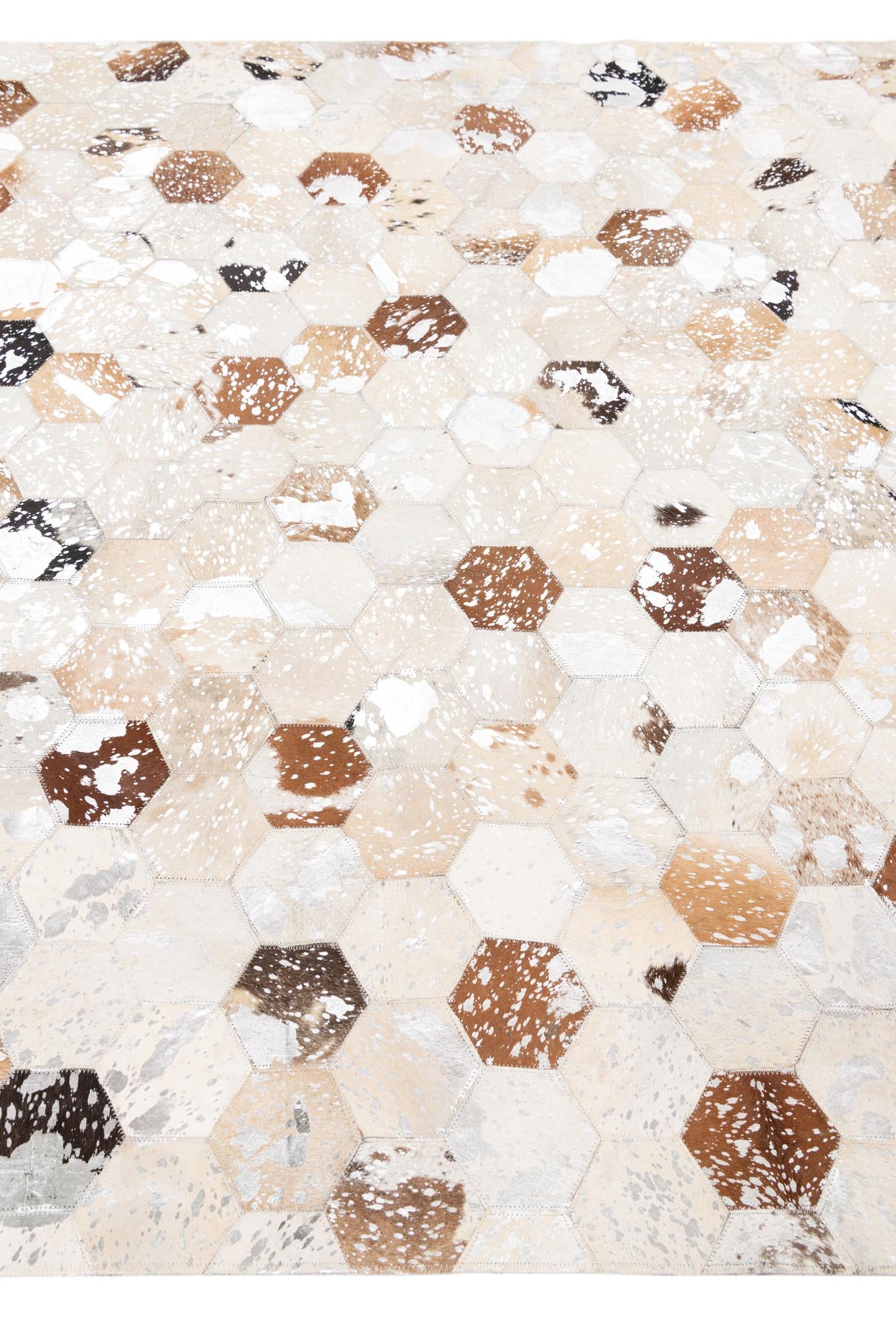 5' 1 x 7' 10 Cowhide Leather Rug