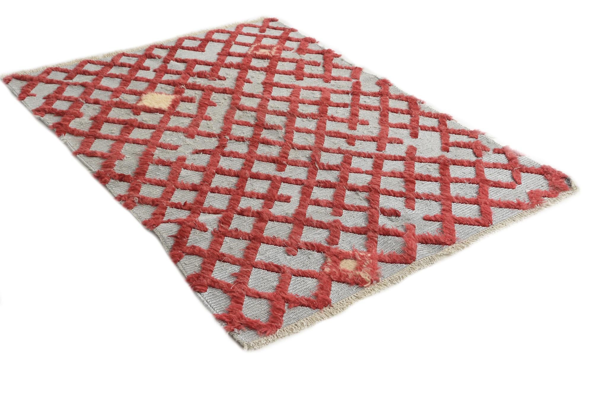 4' x 5' 6 Hand Knotted Moroccan Wool Rug