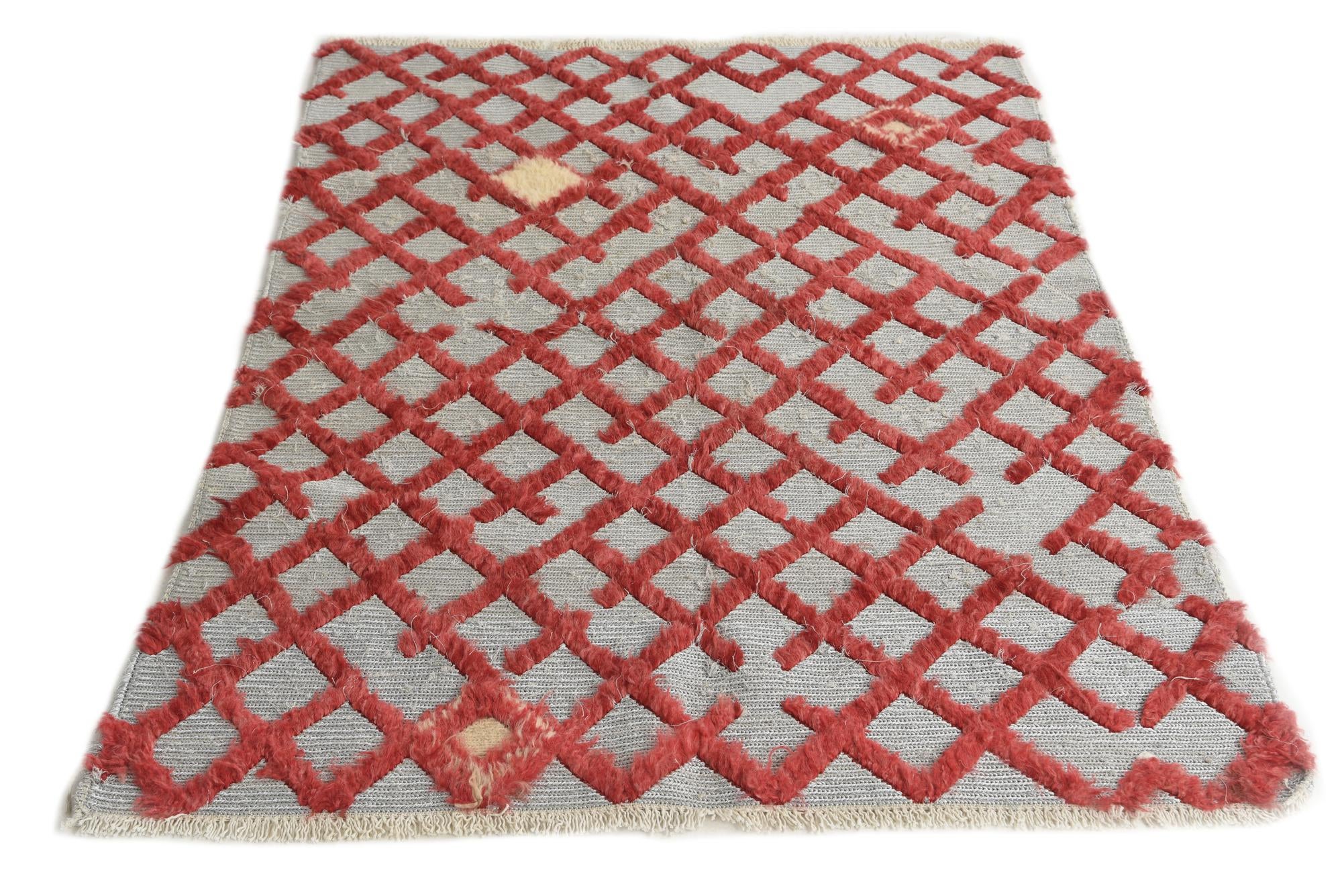 4' x 5' 6 Hand Knotted Moroccan Wool Rug