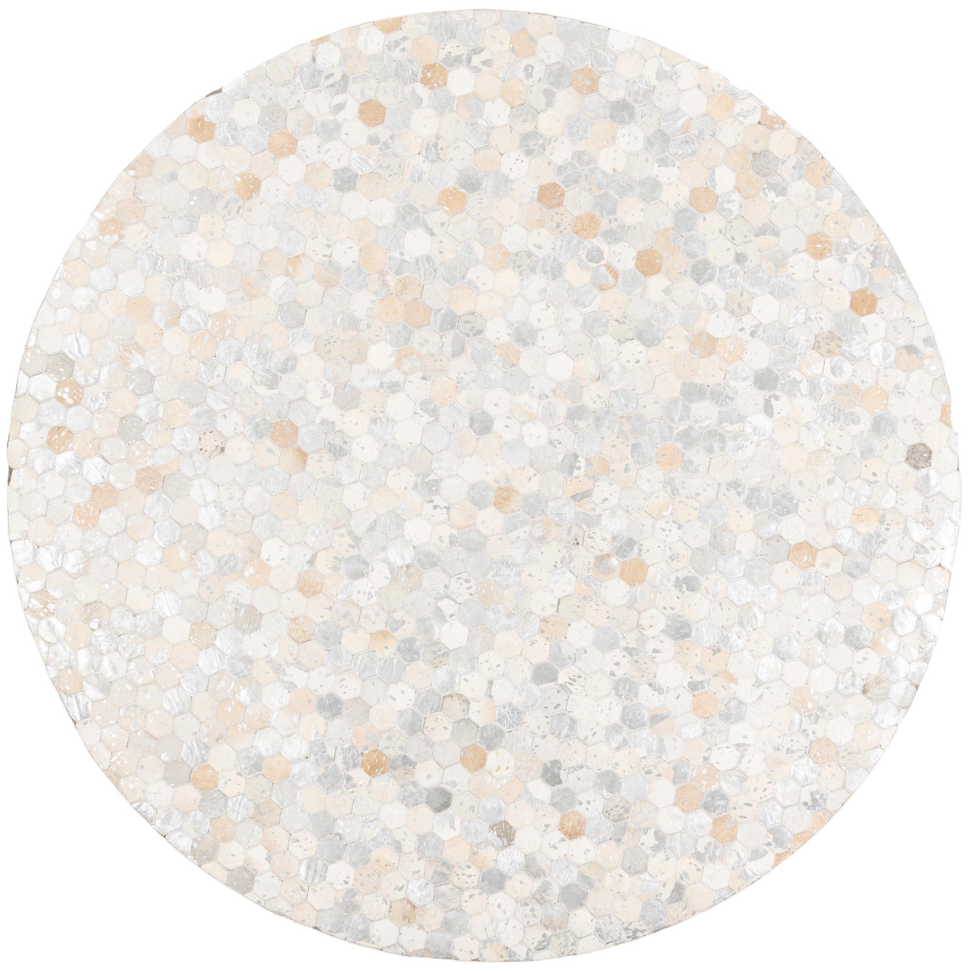 6' x 6' Cowhide Leather Round Rug