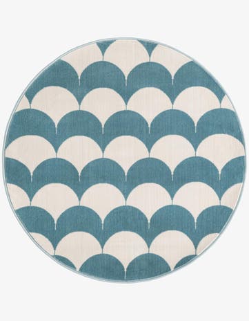 Sky blue Whimsy Kids Round Rug