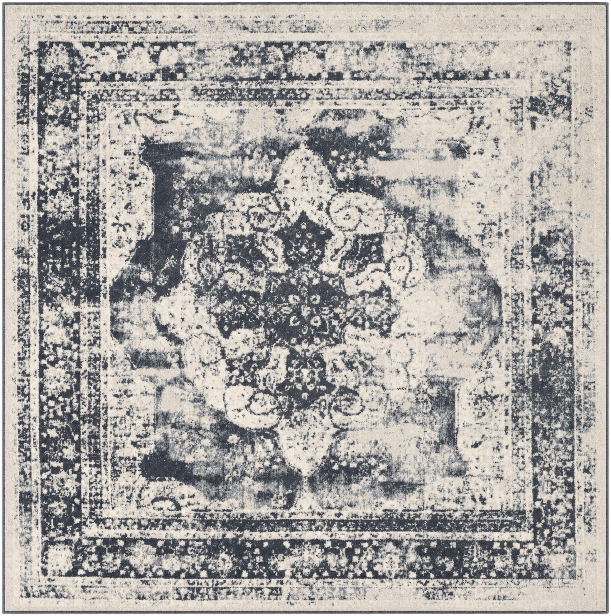 Slate Blue and Ivory Monaco Square Rug