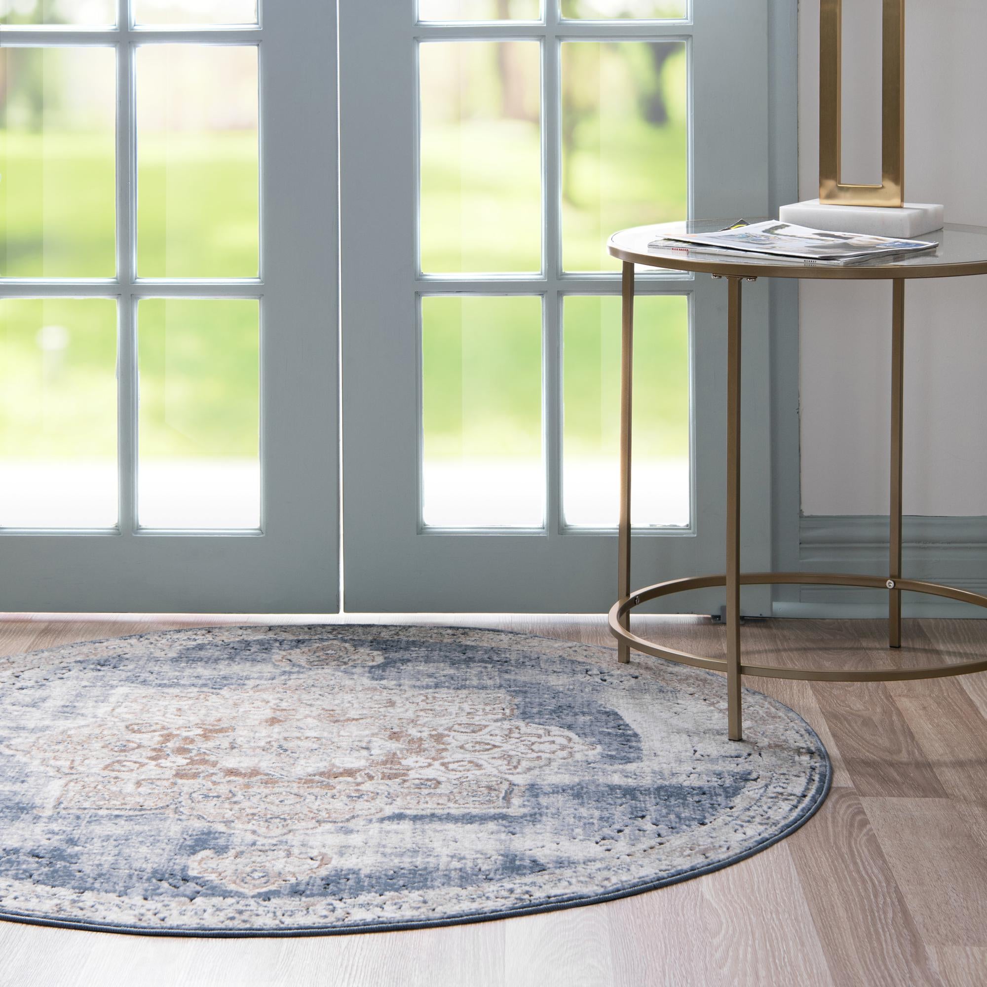 Slate Blue Villa Round Rug