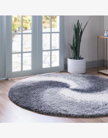 Smoke Gray Soft Touch Shag Round Rug